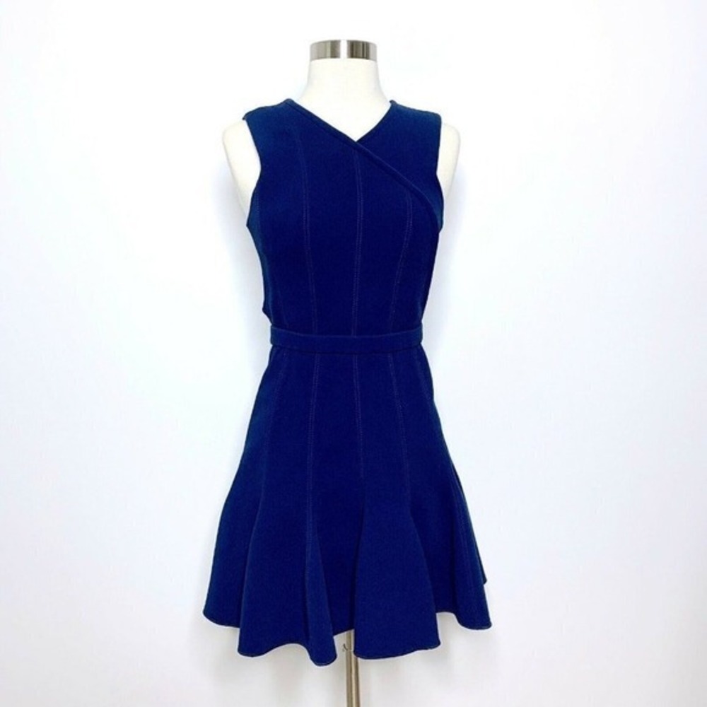 Carven Dress Women 4 Navy‎ Blue Peplum Mini Skirt Back Cutout Size 36